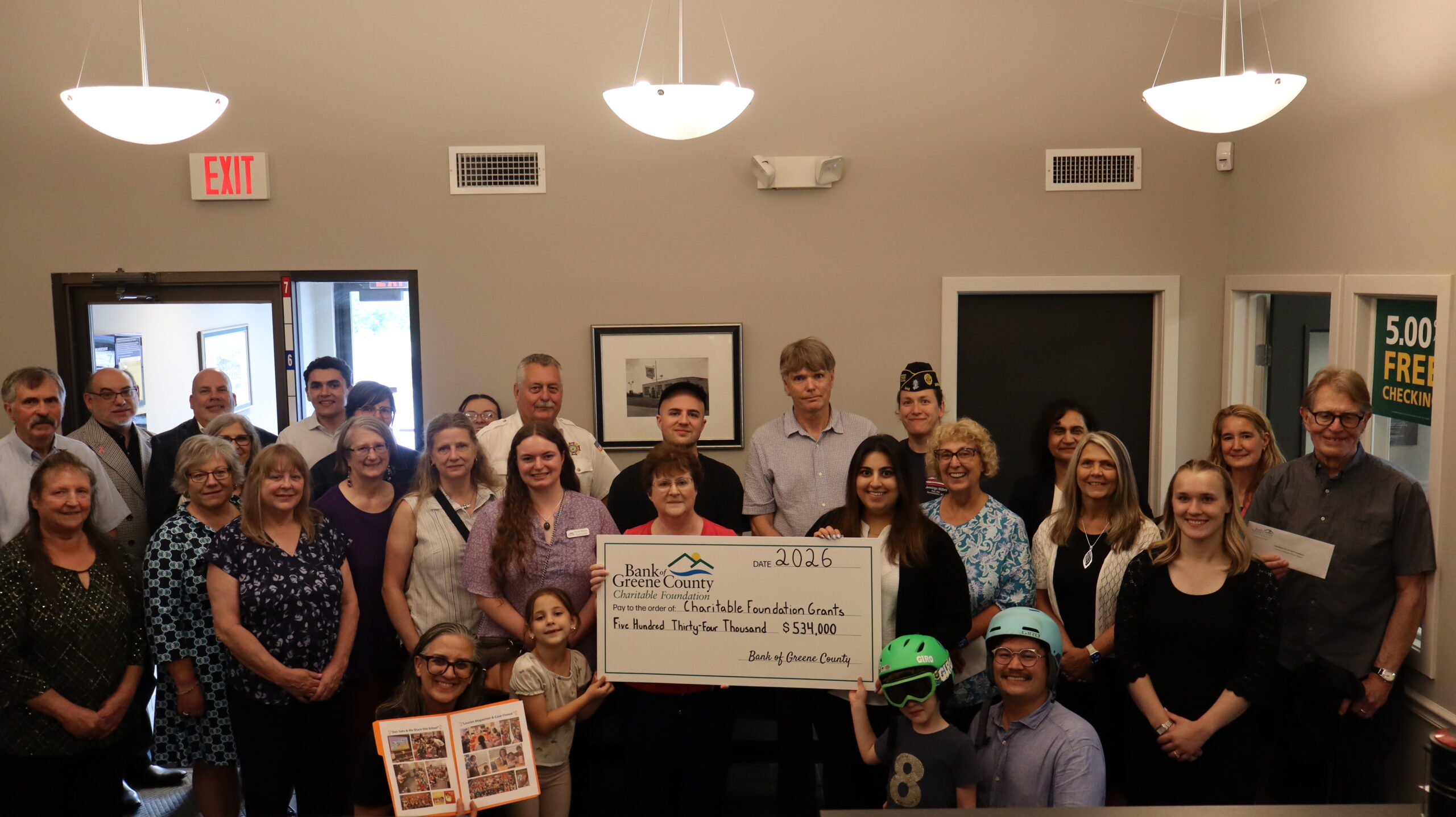 Germantown branch charitable ceremony group picture with big check